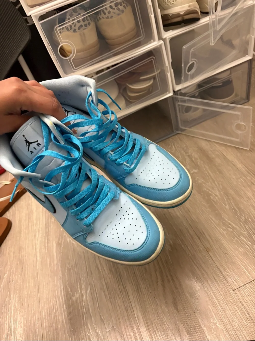 Nike Light Blue and White mid Sneakers